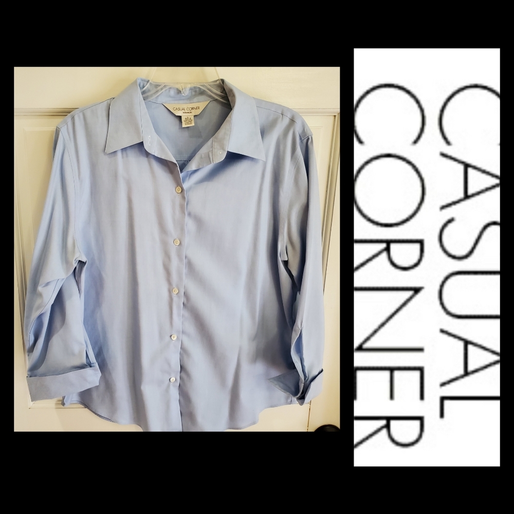 CASUAL CORNER | Large Light Blue Blouse Non Iron
